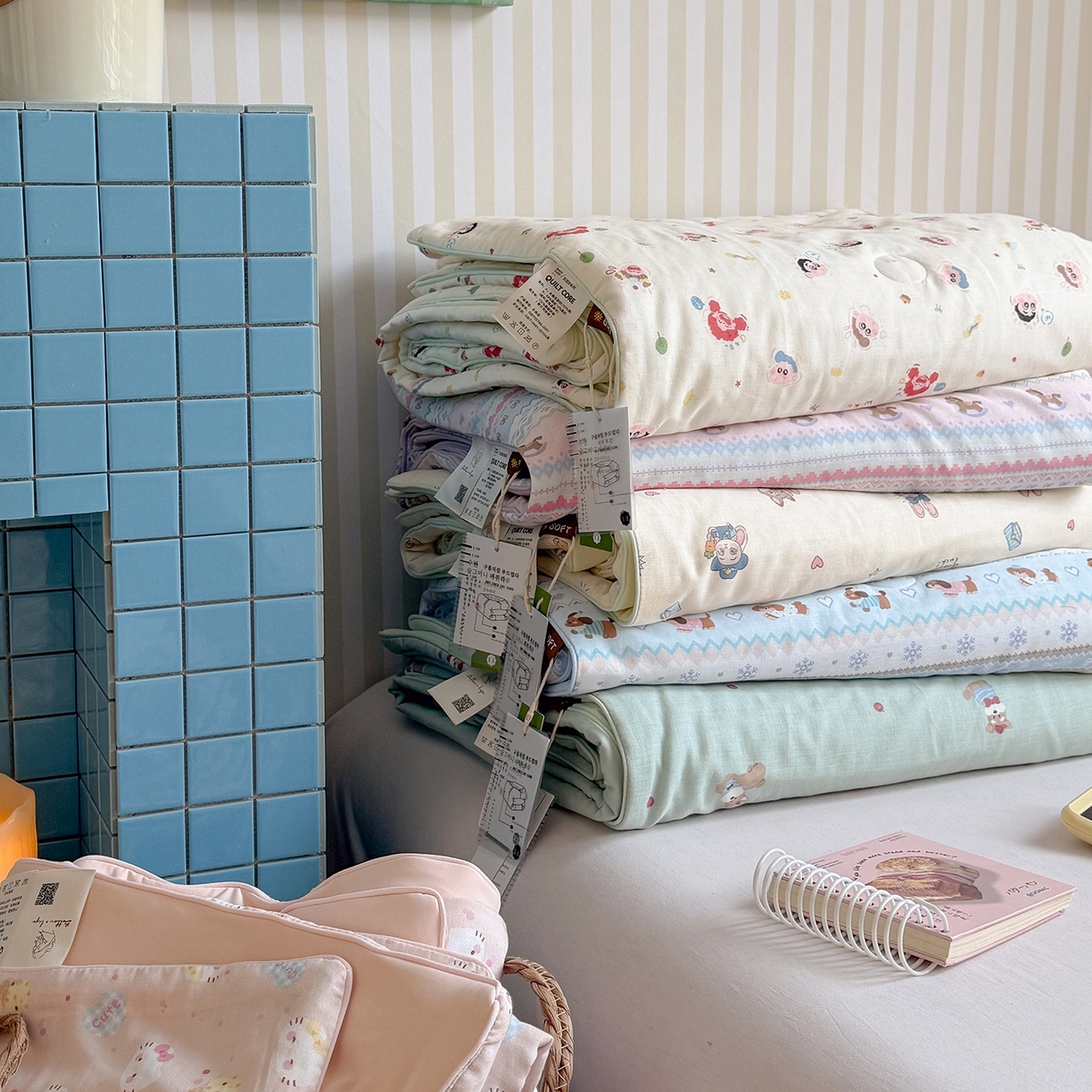 91家纺网 家纺一手货源 找家纺 麦伦家居 2026新品双层纱小冰皮夏被夏凉被空调被 组合图仅供展示不可下单