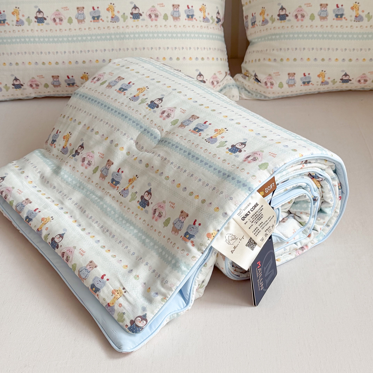 91家纺网 家纺一手货源 找家纺 麦伦家居 2026新品双层纱小冰皮夏被夏凉被空调被 软萌小森林