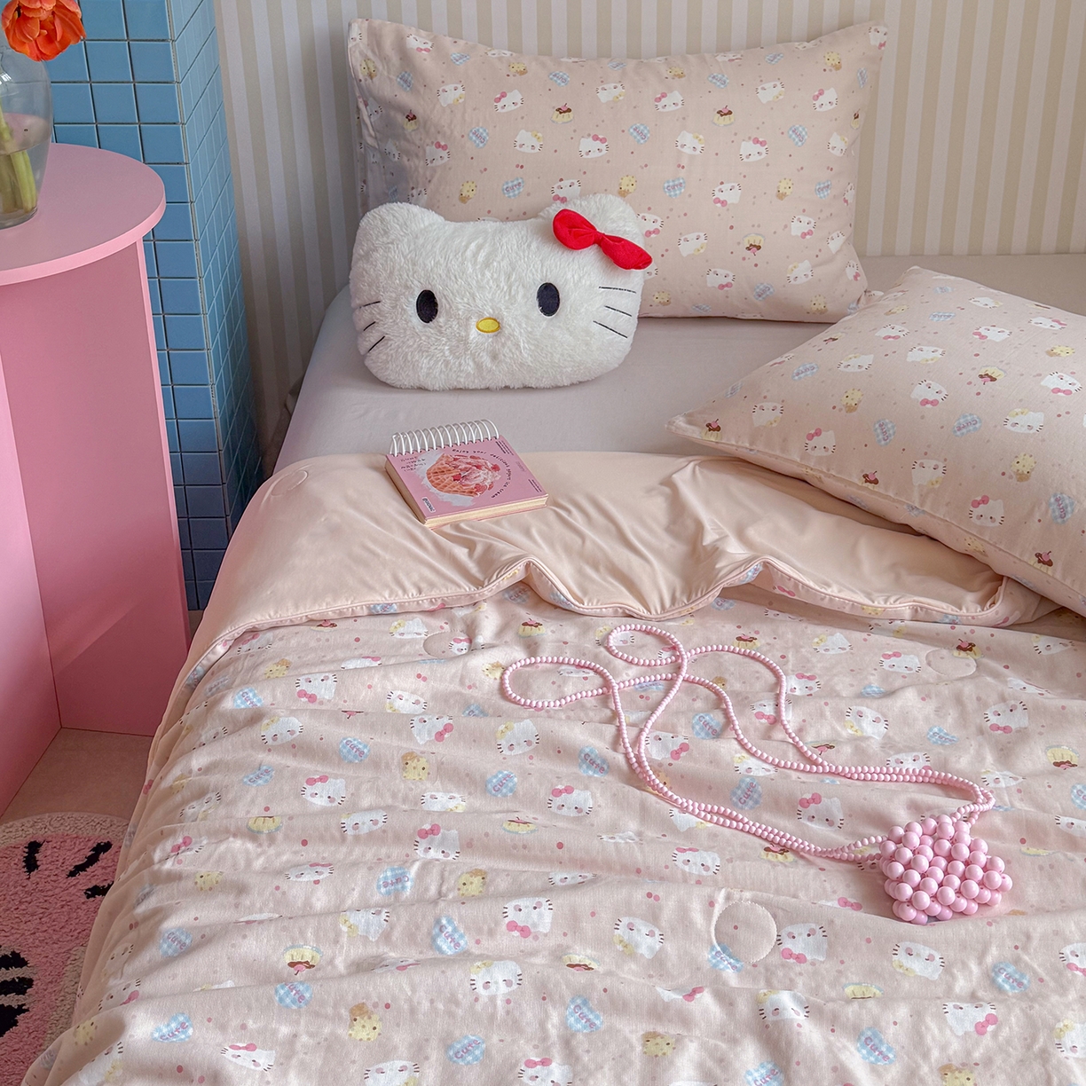 91家纺网 家纺一手货源 找家纺 麦伦家居 2026新品双层纱小冰皮夏被夏凉被空调被 甜甜猫咪