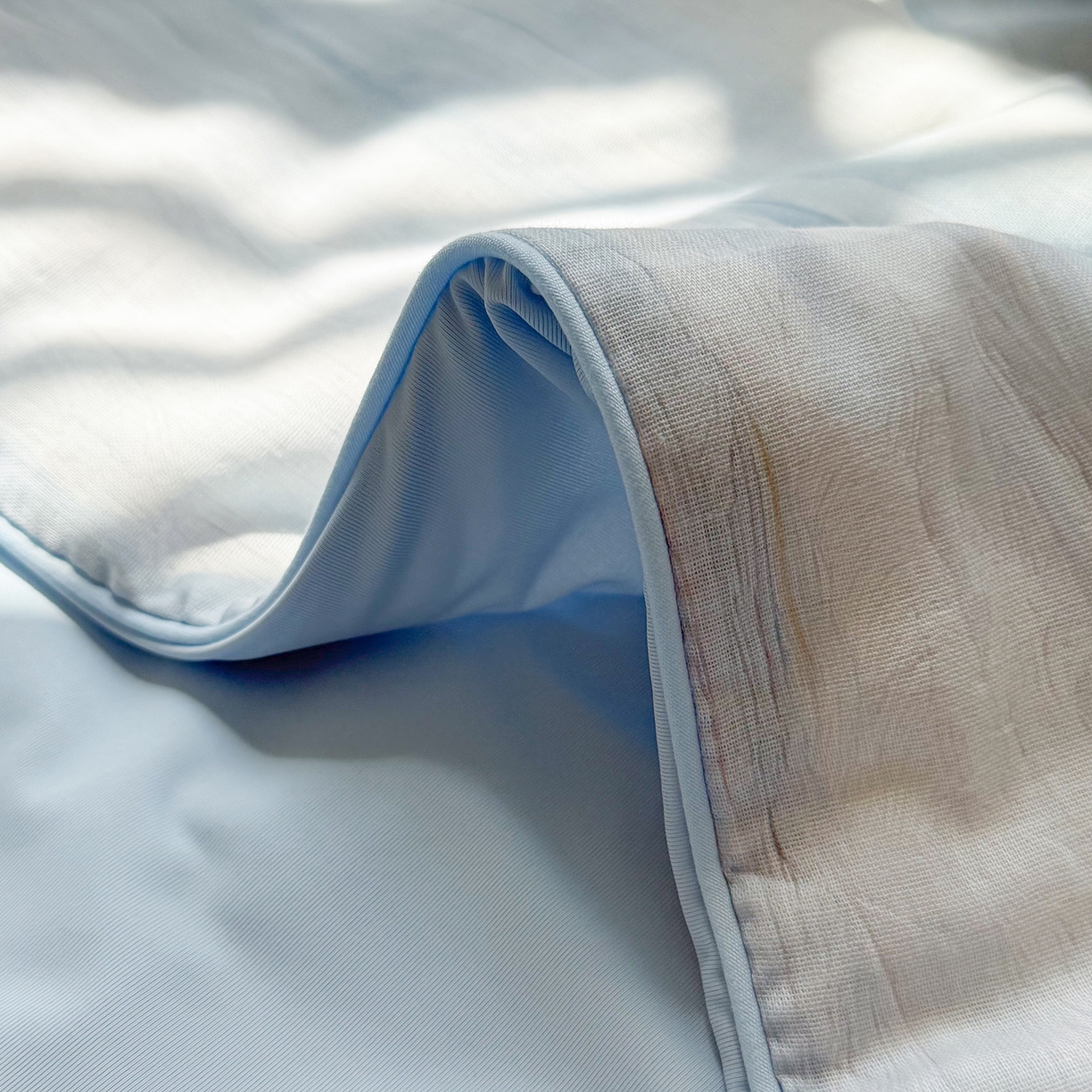 91家纺网 家纺一手货源 找家纺 麦伦家居 2026新品双层纱小冰皮夏被夏凉被空调被 海浪星-蓝