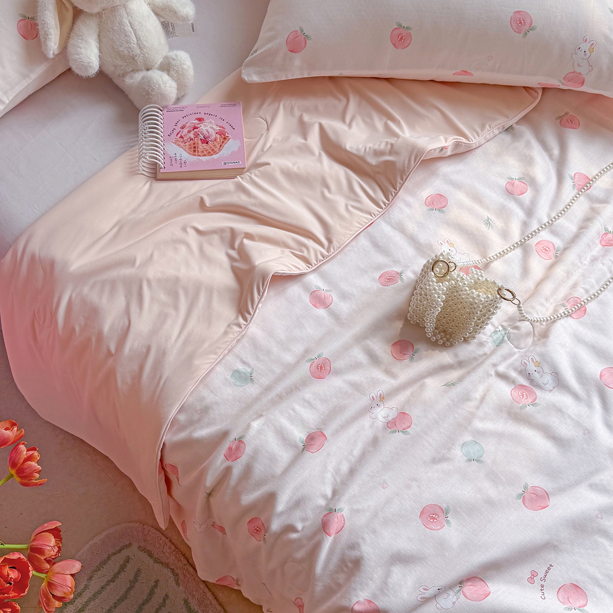 91家纺网 家纺一手货源 找家纺 麦伦家居 2026新品双层纱小冰皮夏被夏凉被空调被 桃桃酱