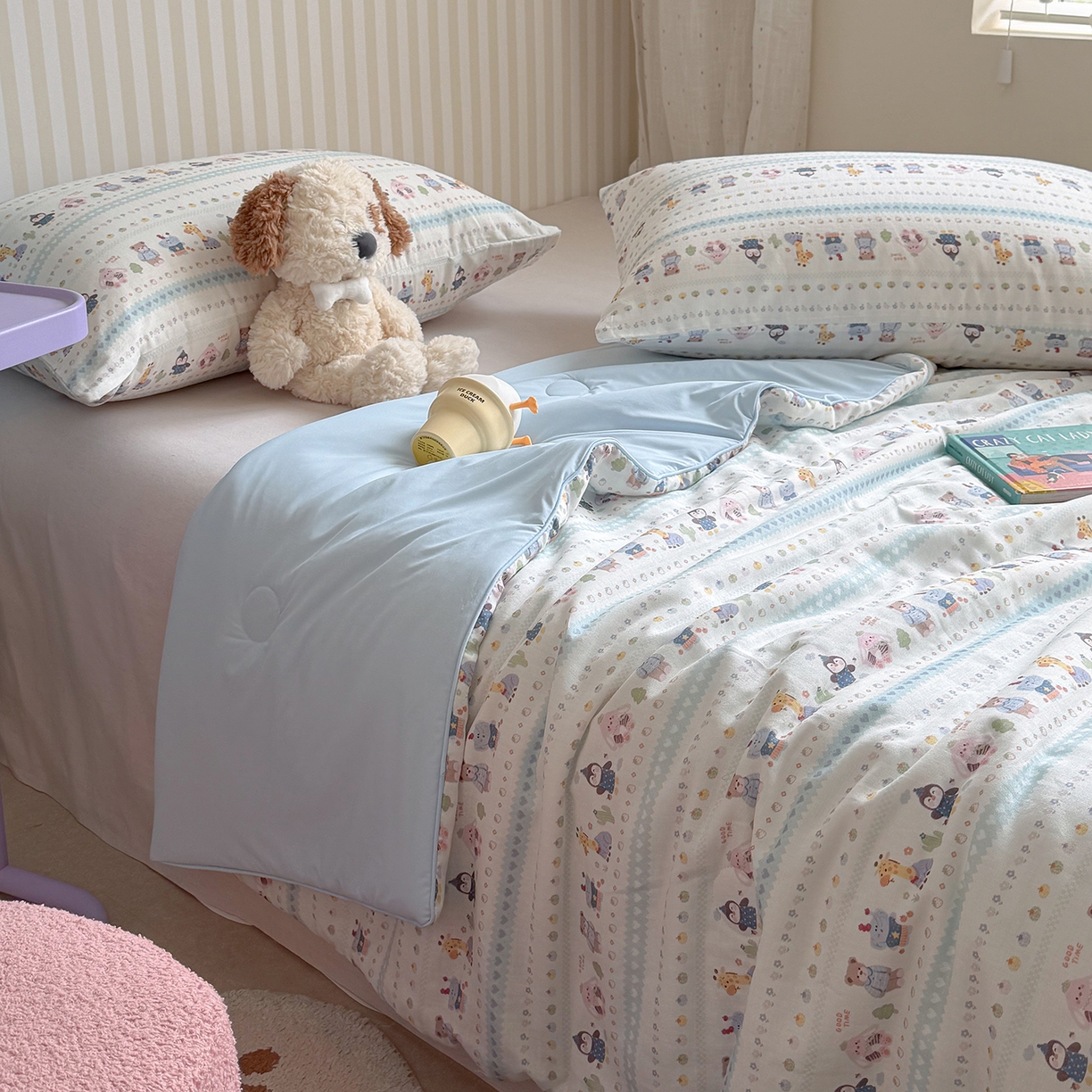 91家纺网 家纺一手货源 找家纺 麦伦家居 2026新品双层纱小冰皮夏被夏凉被空调被 软萌小森林