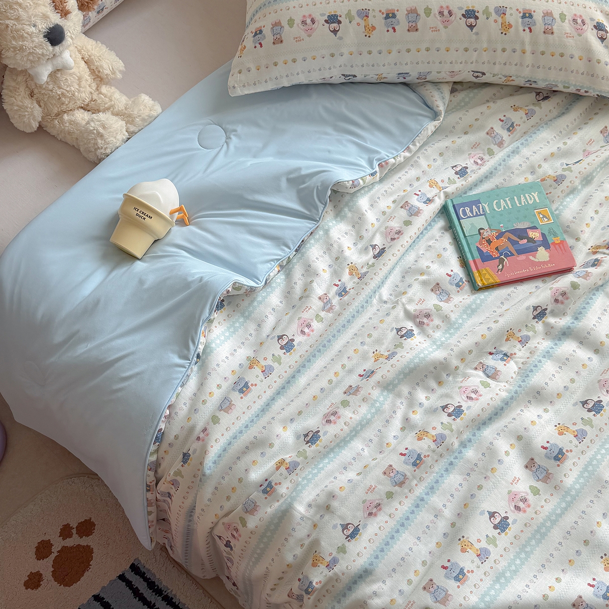 91家纺网 家纺一手货源 找家纺 麦伦家居 2026新品双层纱小冰皮夏被夏凉被空调被 软萌小森林