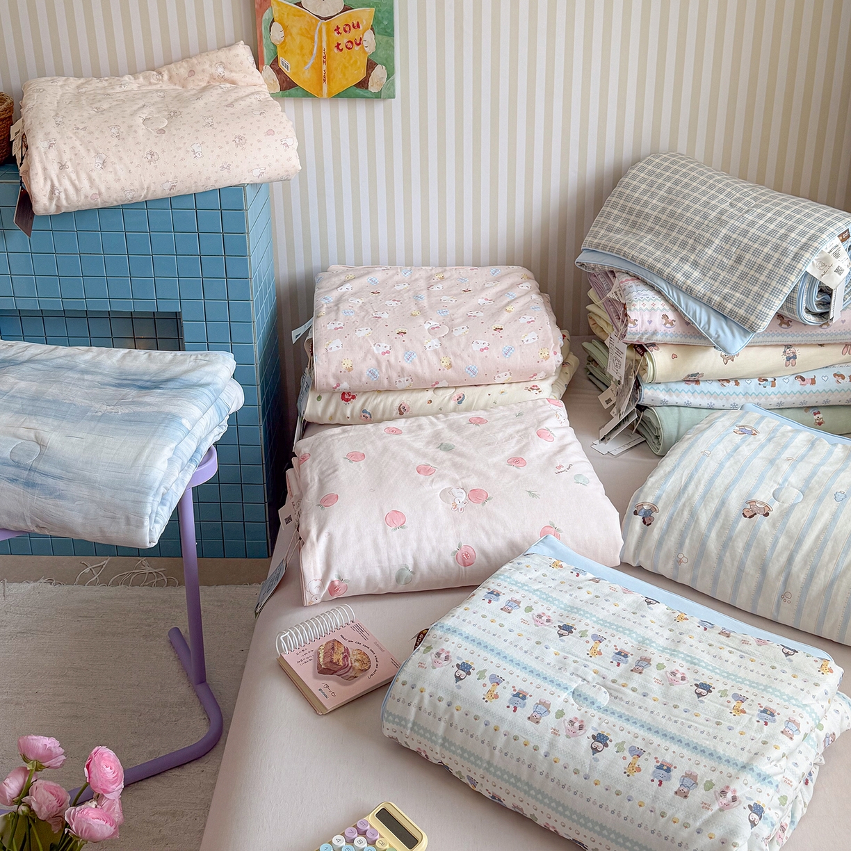 91家纺网 家纺一手货源 找家纺 麦伦家居 2026新品双层纱小冰皮夏被夏凉被空调被 组合图仅供展示不可下单