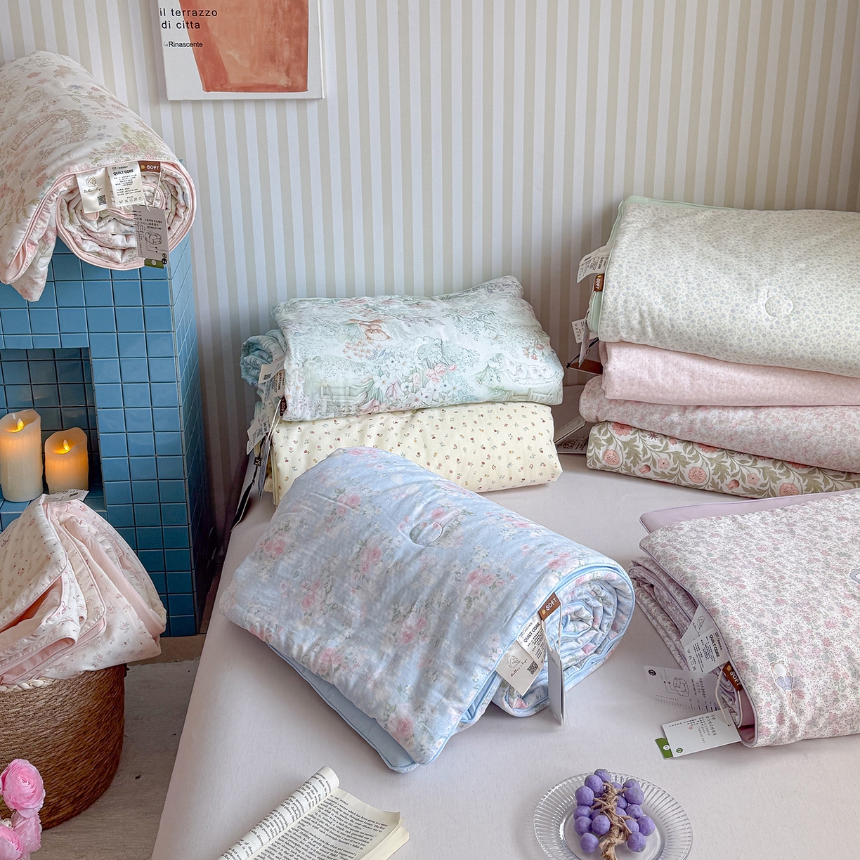 91家纺网 家纺一手货源 找家纺 麦伦家居 2026新品双层纱小冰皮夏被夏凉被空调被 组合图仅供展示不可下单