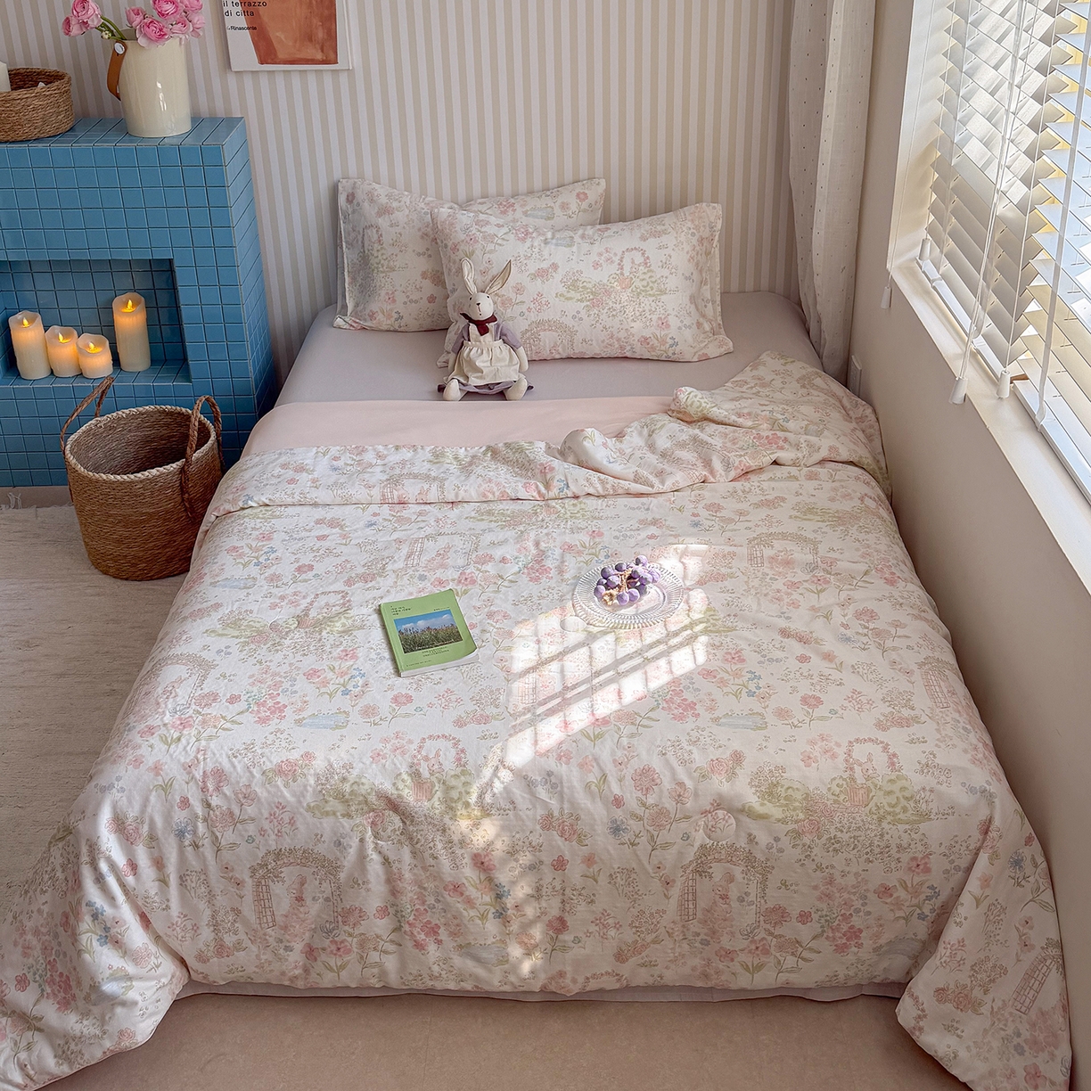 91家纺网 家纺一手货源 找家纺 麦伦家居 2026新品双层纱小冰皮夏被夏凉被空调被 莫奈花园