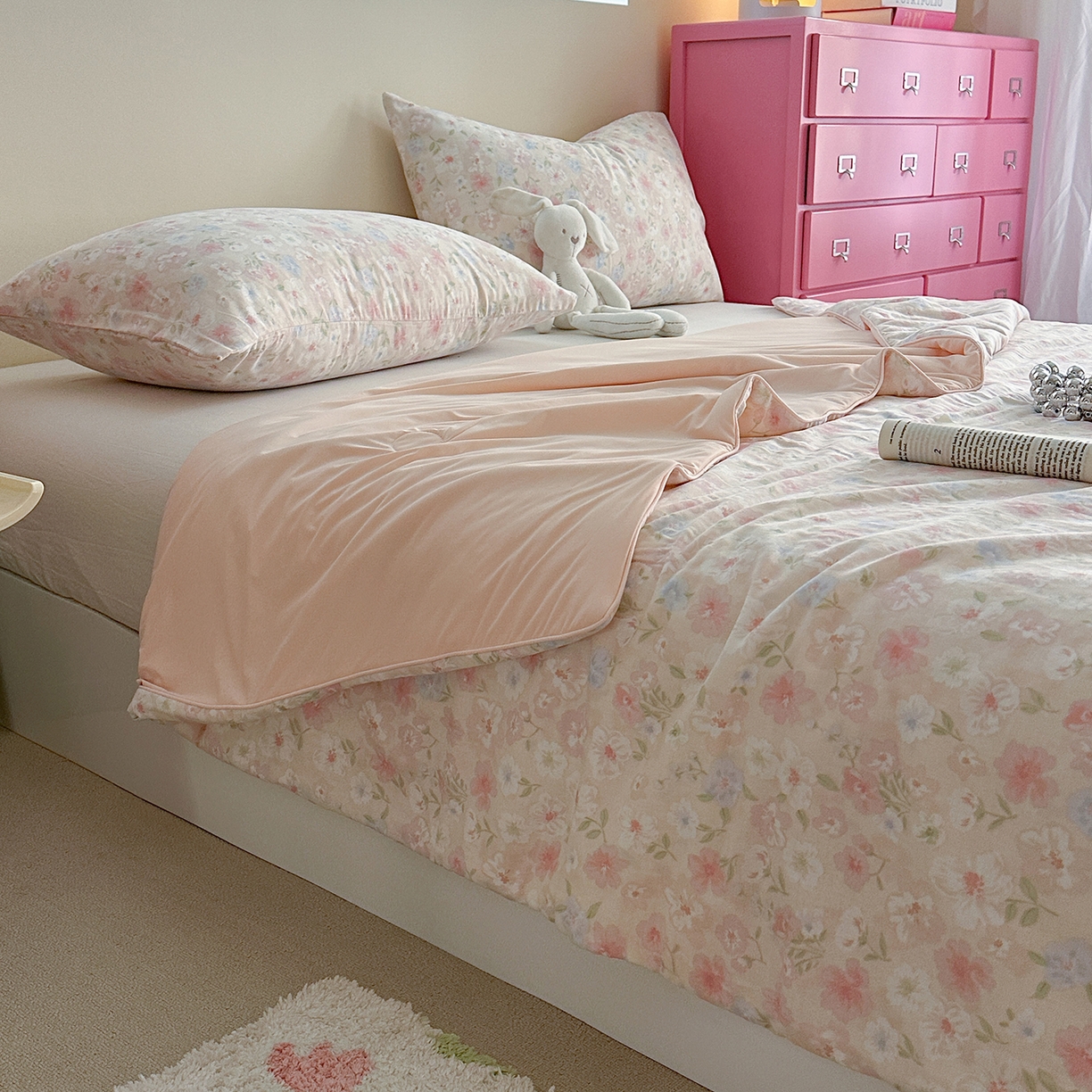 91家纺网 家纺一手货源 找家纺 麦伦家居 2026新品双层纱小冰皮夏被夏凉被空调被 山茶粉