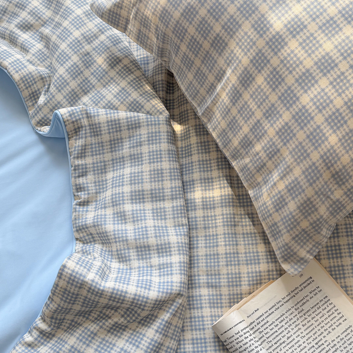 91家纺网 家纺一手货源 找家纺 麦伦家居 2026新品双层纱小冰皮夏被夏凉被空调被 方格蓝