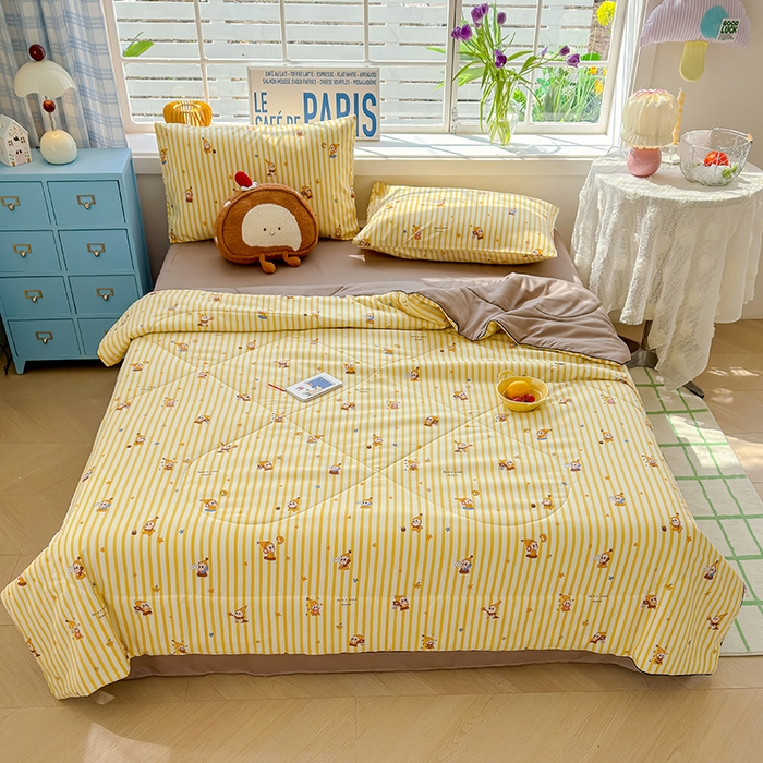 91家纺网 家纺一手货源 找家纺 美派 2026新款古法水洗云朵棉云感纱夏被夏凉被空调被 奶酪星宝