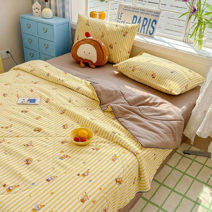 91家纺网 家纺一手货源 找家纺 美派 2026新款古法水洗云朵棉云感纱夏被夏凉被空调被 奶酪星宝