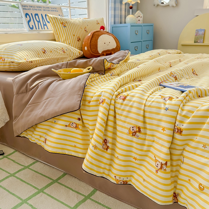 91家纺网 家纺一手货源 找家纺 美派 2026新款古法水洗云朵棉云感纱夏被夏凉被空调被 奶酪星宝