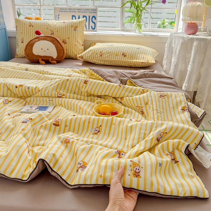 91家纺网 家纺一手货源 找家纺 美派 2026新款古法水洗云朵棉云感纱夏被夏凉被空调被 奶酪星宝