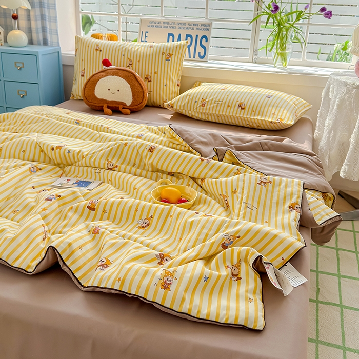 91家纺网 家纺一手货源 找家纺 美派 2026新款古法水洗云朵棉云感纱夏被夏凉被空调被 奶酪星宝