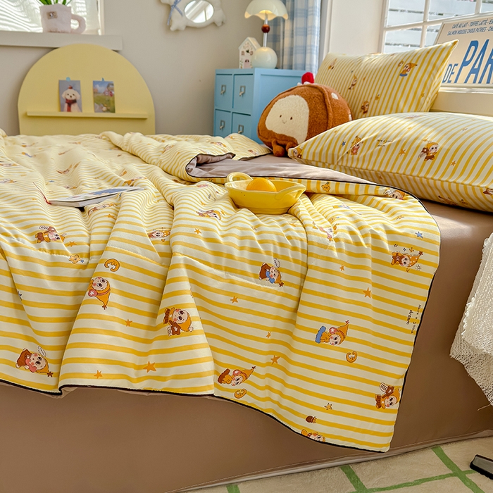 91家纺网 家纺一手货源 找家纺 美派 2026新款古法水洗云朵棉云感纱夏被夏凉被空调被 奶酪星宝