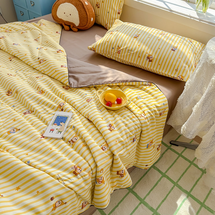 91家纺网 家纺一手货源 找家纺 美派 2026新款古法水洗云朵棉云感纱夏被夏凉被空调被 奶酪星宝