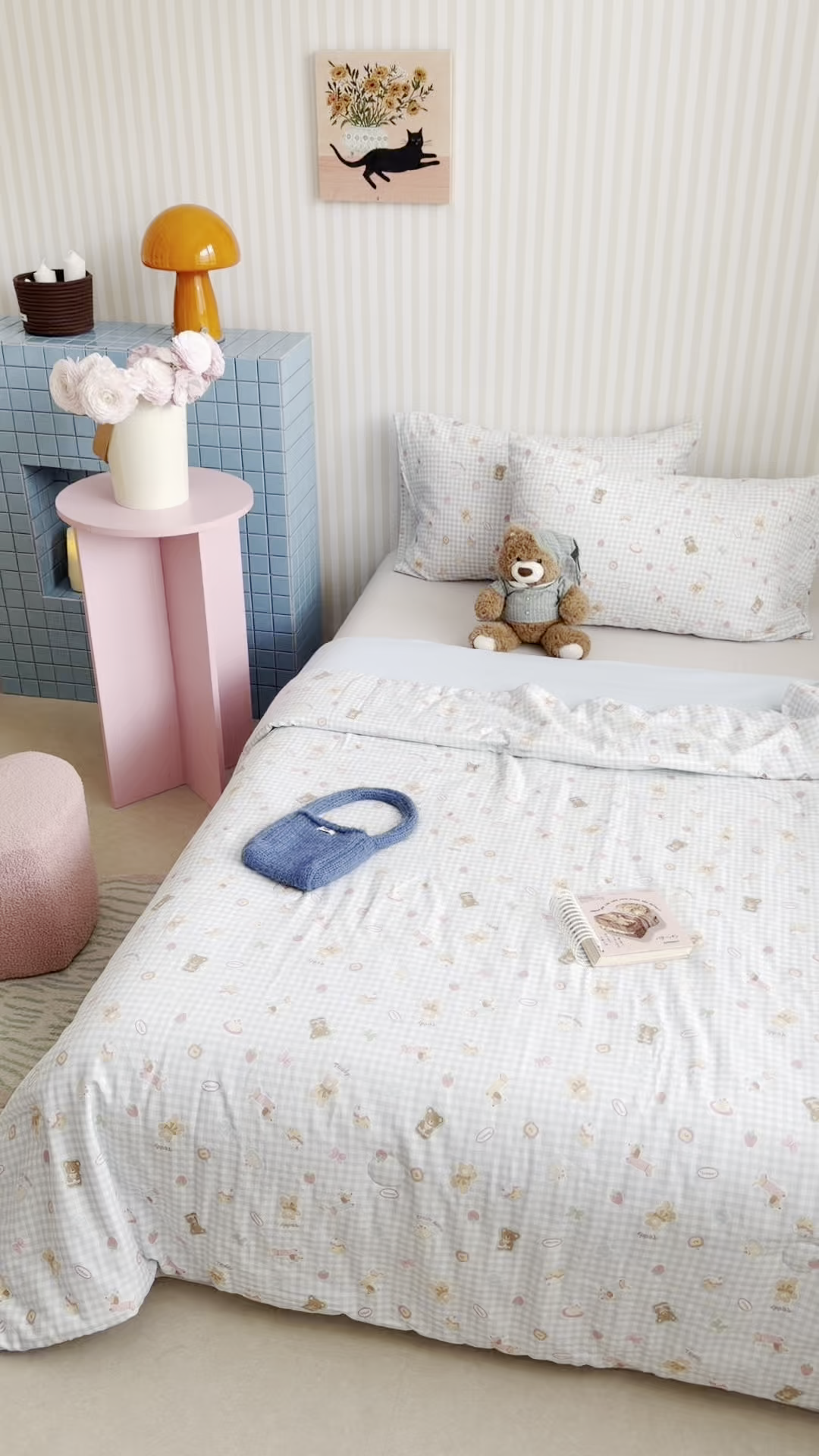 91家纺网 家纺一手货源 找家纺 麦伦家居 2026新品双层纱小冰皮夏被夏凉被空调被 蓝格甜熊