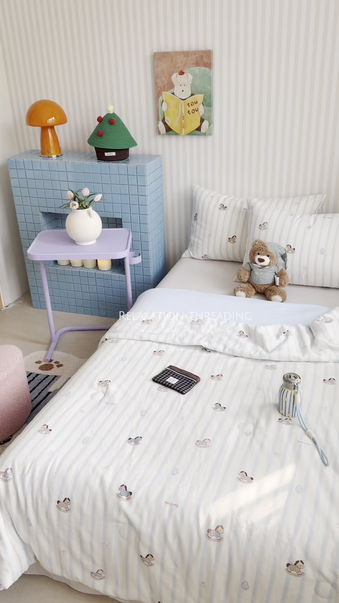 91家纺网 家纺一手货源 找家纺 麦伦家居 2026新品双层纱小冰皮夏被夏凉被空调被 摇摇马蓝