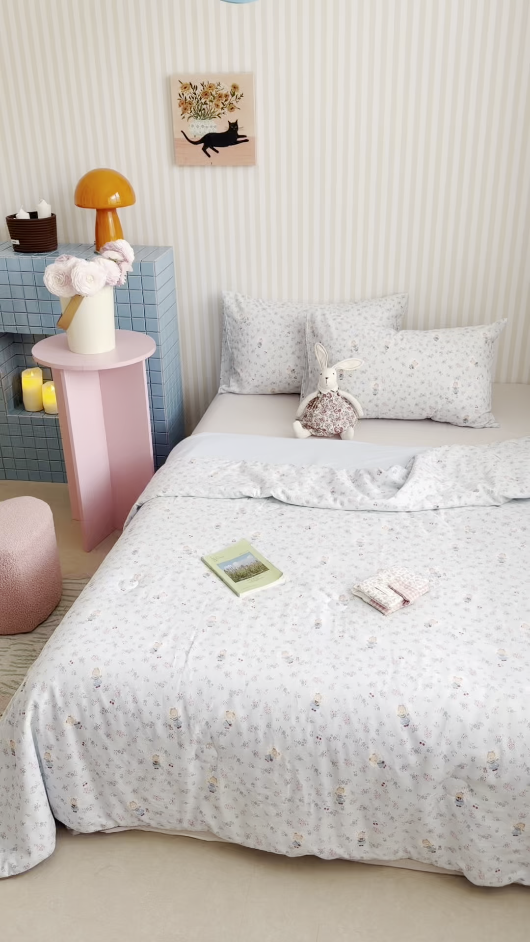 91家纺网 家纺一手货源 找家纺 麦伦家居 2026新品双层纱小冰皮夏被夏凉被空调被 樱蓝少女