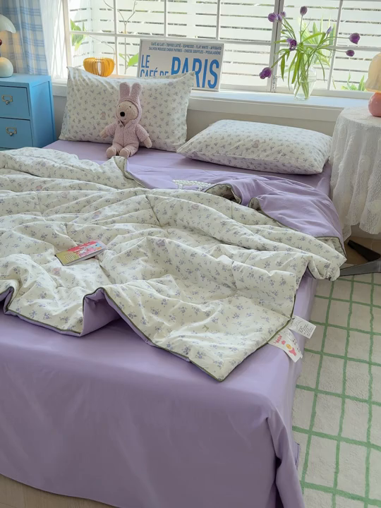 91家纺网 家纺一手货源 找家纺 美派 2026新款古法水洗云朵棉云感纱夏被夏凉被空调被 安妮小兔