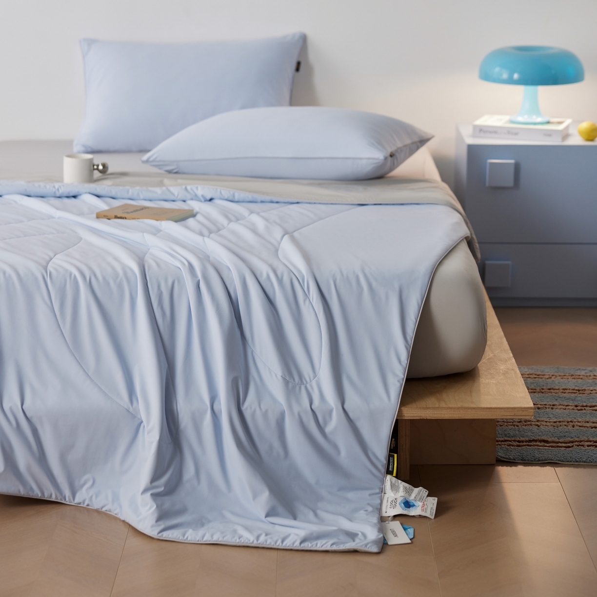 91家纺网 家纺一手货源 找家纺 丽笙被芯 2026新款冰皮凉凉夏被夏凉被空调被 蓝椰芝芝