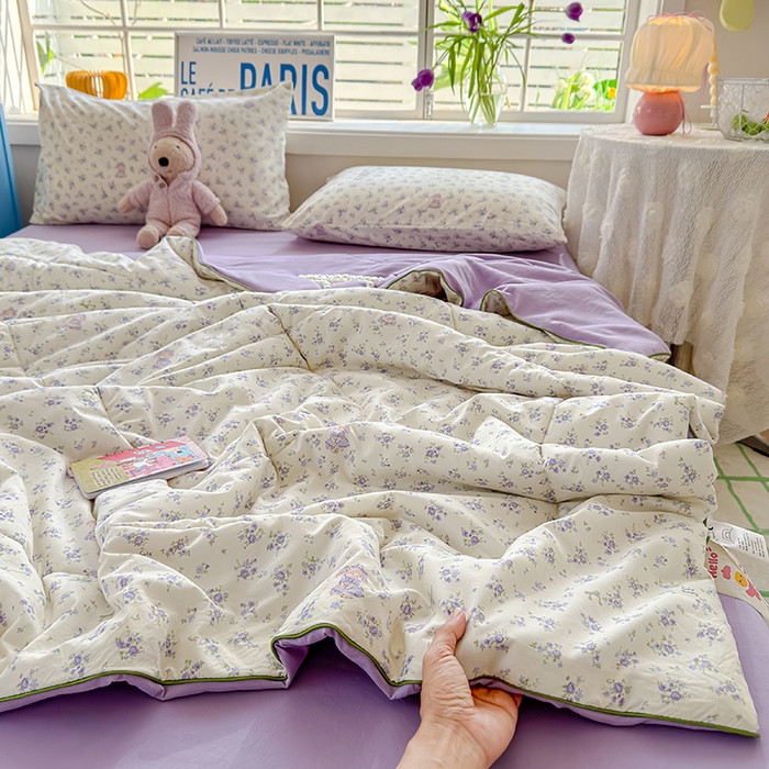 91家纺网 家纺一手货源 找家纺 美派 2026新款古法水洗云朵棉云感纱夏被夏凉被空调被 安妮小兔