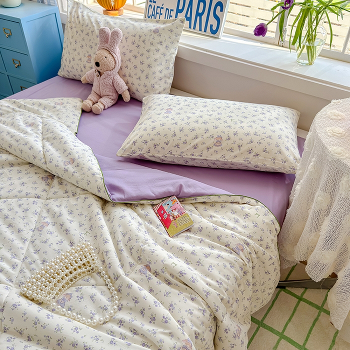 91家纺网 家纺一手货源 找家纺 美派 2026新款古法水洗云朵棉云感纱夏被夏凉被空调被 安妮小兔