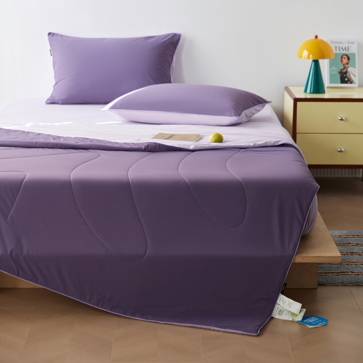 91家纺网 家纺一手货源 找家纺 丽笙被芯 2026新款冰皮凉凉夏被夏凉被空调被 紫米黑加仑