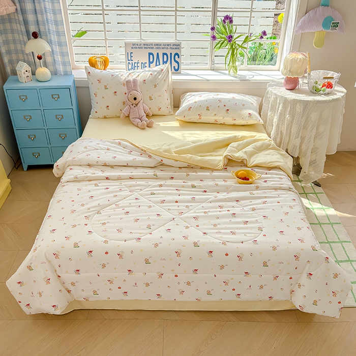 91家纺网 家纺一手货源 找家纺 美派 2026新款古法水洗云朵棉云感纱夏被夏凉被空调被 嗨皮星星人