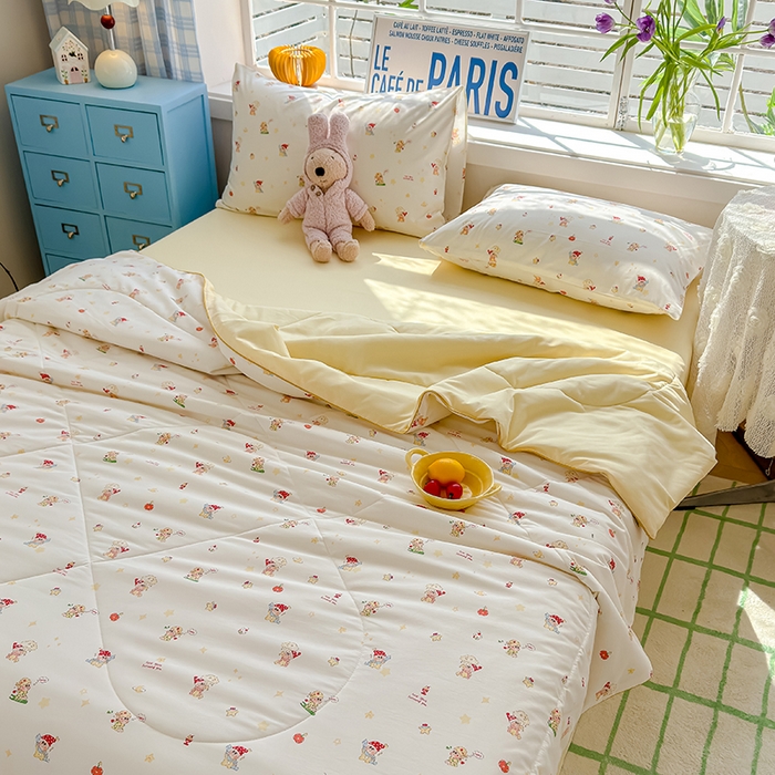 91家纺网 家纺一手货源 找家纺 美派 2026新款古法水洗云朵棉云感纱夏被夏凉被空调被 嗨皮星星人