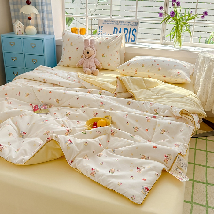 91家纺网 家纺一手货源 找家纺 美派 2026新款古法水洗云朵棉云感纱夏被夏凉被空调被 嗨皮星星人