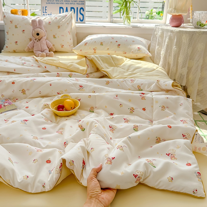 91家纺网 家纺一手货源 找家纺 美派 2026新款古法水洗云朵棉云感纱夏被夏凉被空调被 嗨皮星星人