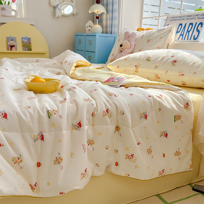 91家纺网 家纺一手货源 找家纺 美派 2026新款古法水洗云朵棉云感纱夏被夏凉被空调被 嗨皮星星人