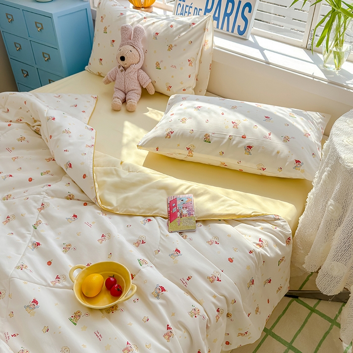 91家纺网 家纺一手货源 找家纺 美派 2026新款古法水洗云朵棉云感纱夏被夏凉被空调被 嗨皮星星人