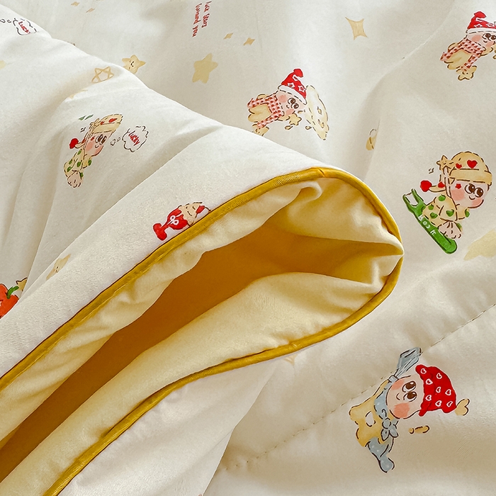 91家纺网 家纺一手货源 找家纺 美派 2026新款古法水洗云朵棉云感纱夏被夏凉被空调被 嗨皮星星人