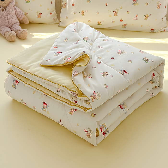 91家纺网 家纺一手货源 找家纺 美派 2026新款古法水洗云朵棉云感纱夏被夏凉被空调被 嗨皮星星人