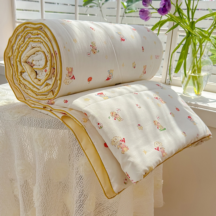 91家纺网 家纺一手货源 找家纺 美派 2026新款古法水洗云朵棉云感纱夏被夏凉被空调被 嗨皮星星人