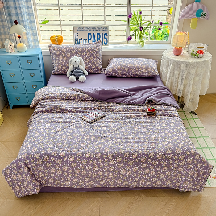 91家纺网 家纺一手货源 找家纺 美派 2026新款古法水洗云朵棉云感纱夏被夏凉被空调被 花艺梦境