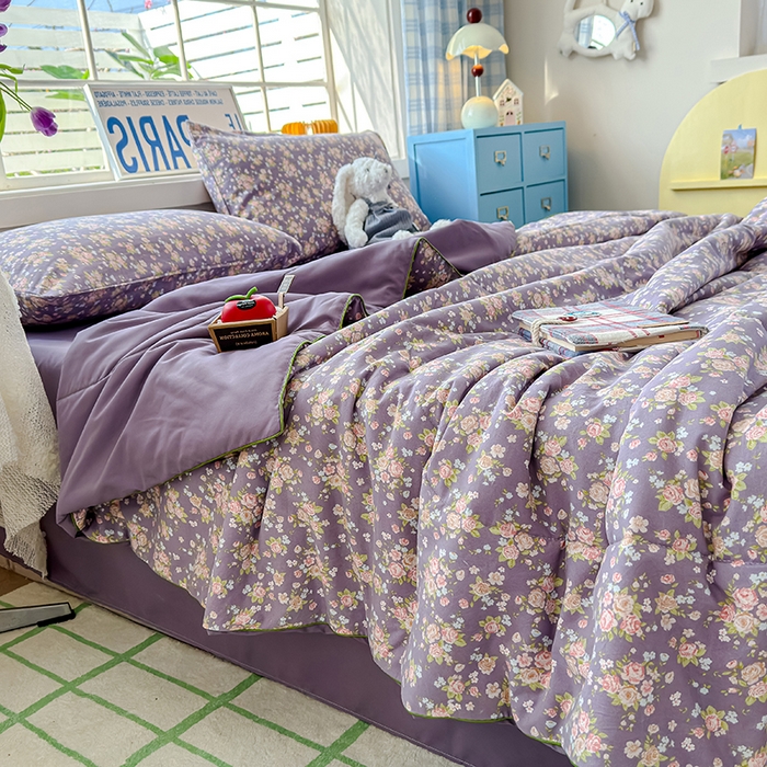 91家纺网 家纺一手货源 找家纺 美派 2026新款古法水洗云朵棉云感纱夏被夏凉被空调被 花艺梦境