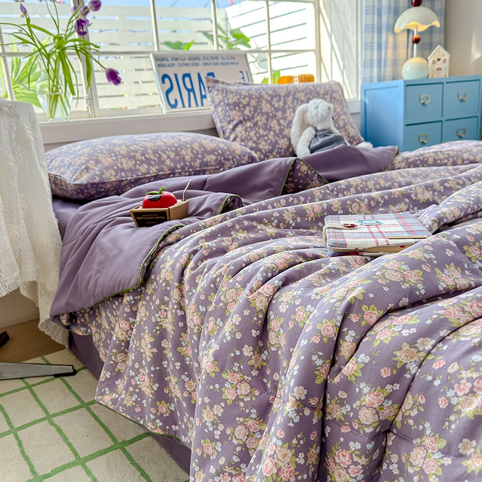 91家纺网 家纺一手货源 找家纺 美派 2026新款古法水洗云朵棉云感纱夏被夏凉被空调被 花艺梦境