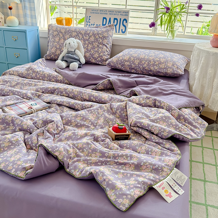 91家纺网 家纺一手货源 找家纺 美派 2026新款古法水洗云朵棉云感纱夏被夏凉被空调被 花艺梦境