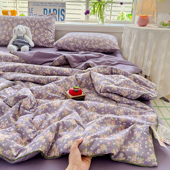 91家纺网 家纺一手货源 找家纺 美派 2026新款古法水洗云朵棉云感纱夏被夏凉被空调被 花艺梦境