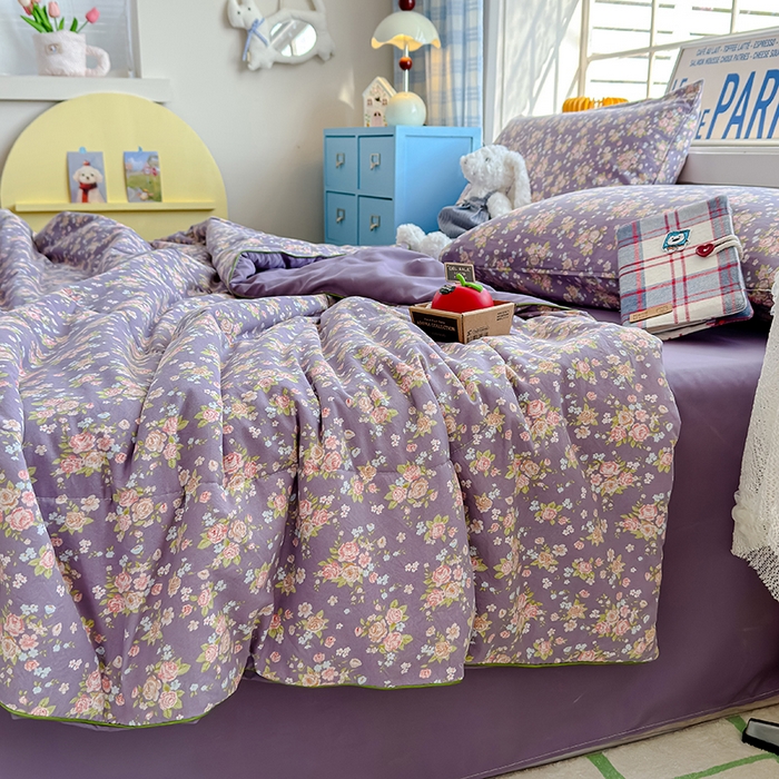 91家纺网 家纺一手货源 找家纺 美派 2026新款古法水洗云朵棉云感纱夏被夏凉被空调被 花艺梦境