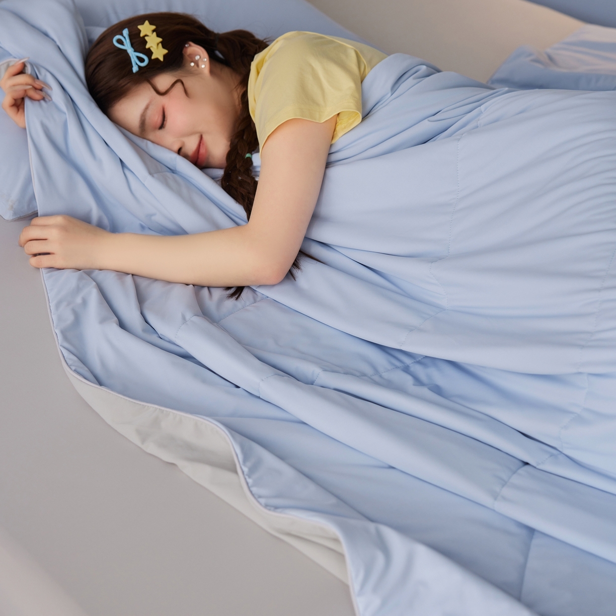 91家纺网 家纺一手货源 找家纺 丽笙被芯 2026新款冰皮凉凉夏被夏凉被空调被 蓝椰芝芝