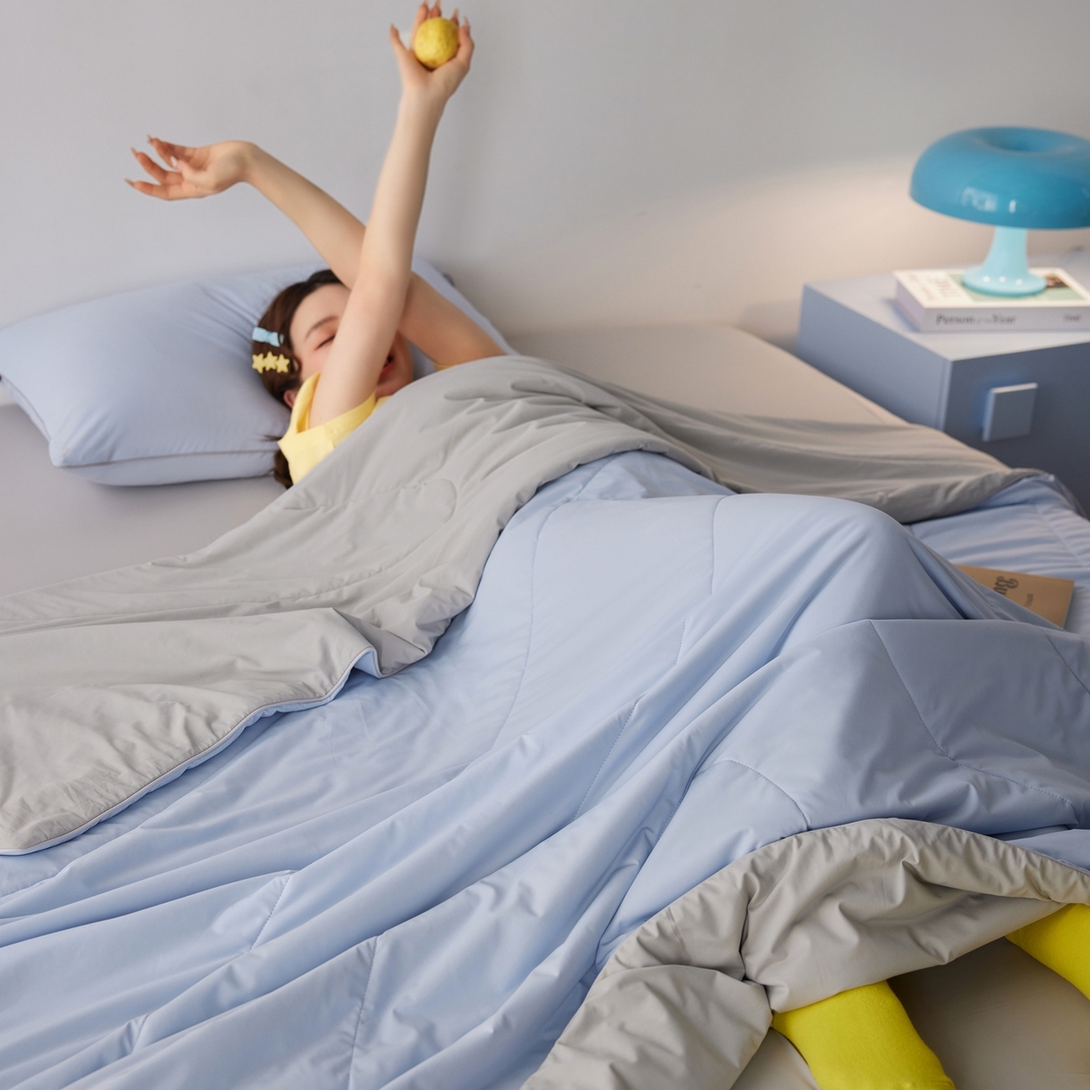 91家纺网 家纺一手货源 找家纺 丽笙被芯 2026新款冰皮凉凉夏被夏凉被空调被 蓝椰芝芝