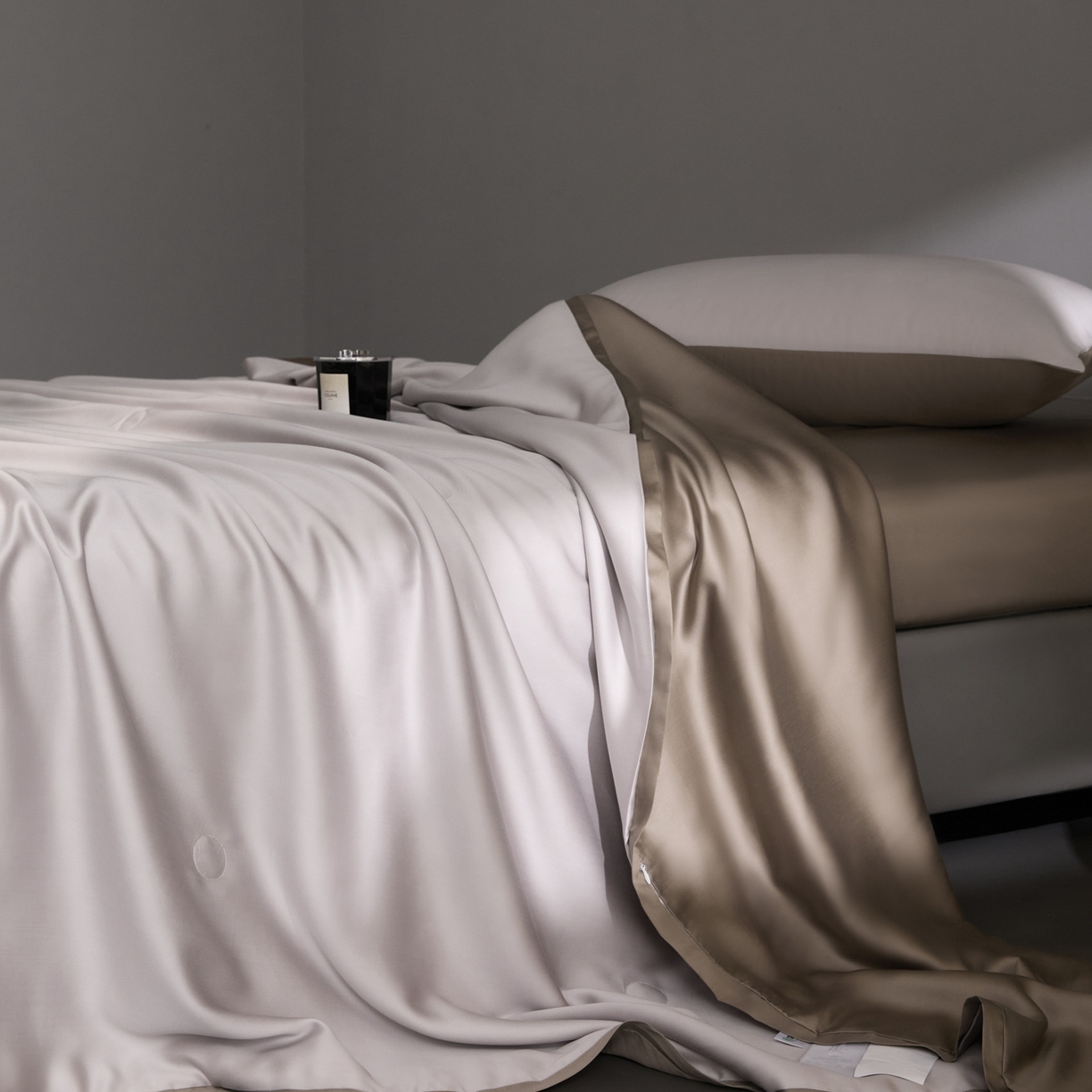 91家纺网 家纺一手货源 找家纺 纪梵茜 2026新品蚕丝被兰精天丝夏被四件套100%蚕丝夏凉被子夏季空调被 灰色