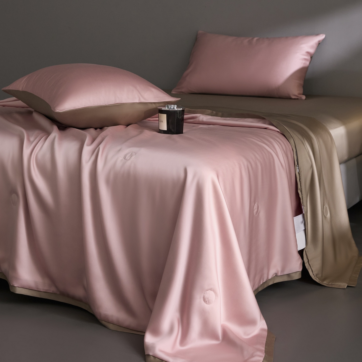 纪梵茜 2026新品蚕丝被兰精天丝夏被四件套100%蚕丝夏凉被子夏季空调被 豆沙粉