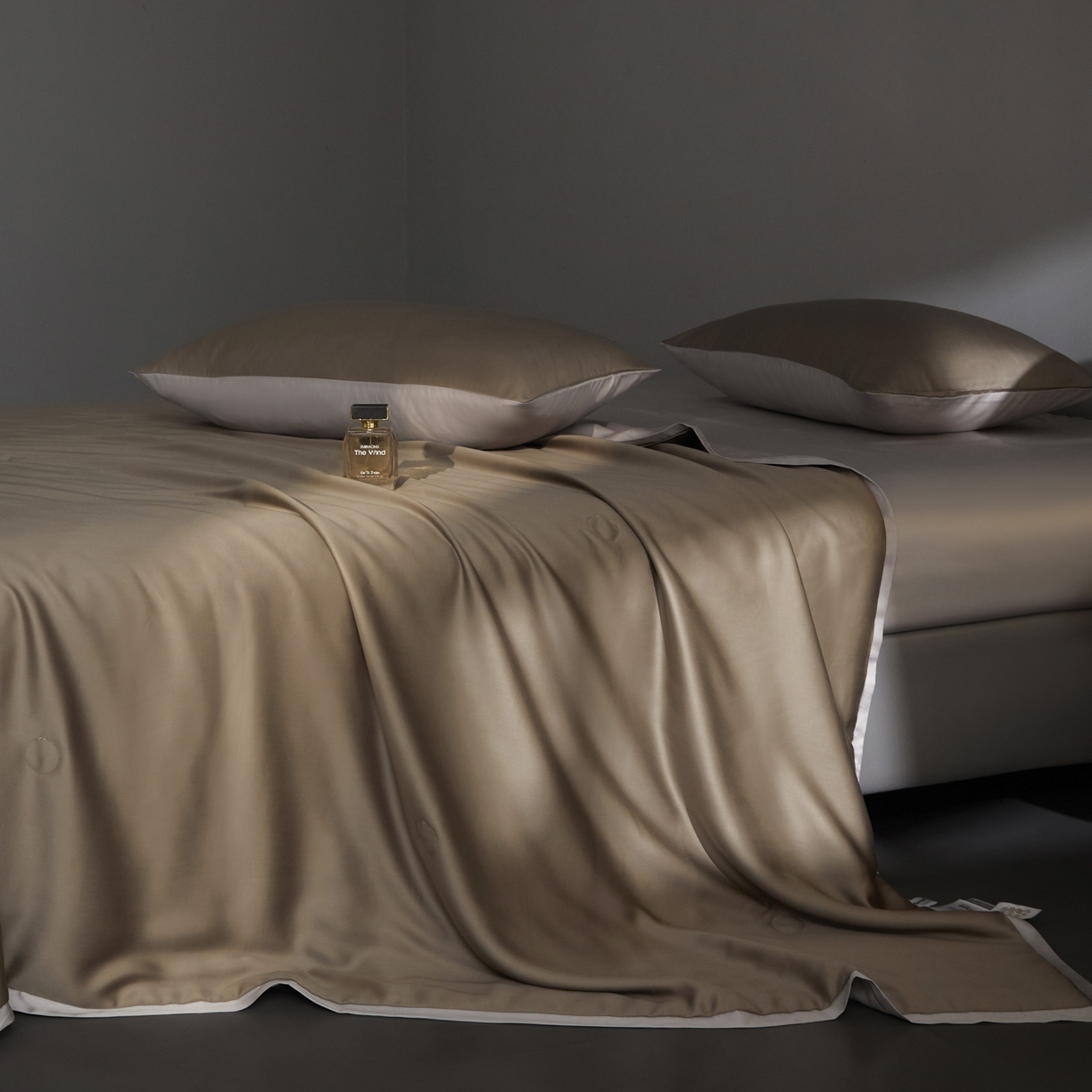 91家纺网 家纺一手货源 找家纺 纪梵茜 2026新品蚕丝被兰精天丝夏被四件套100%蚕丝夏凉被子夏季空调被 咖色