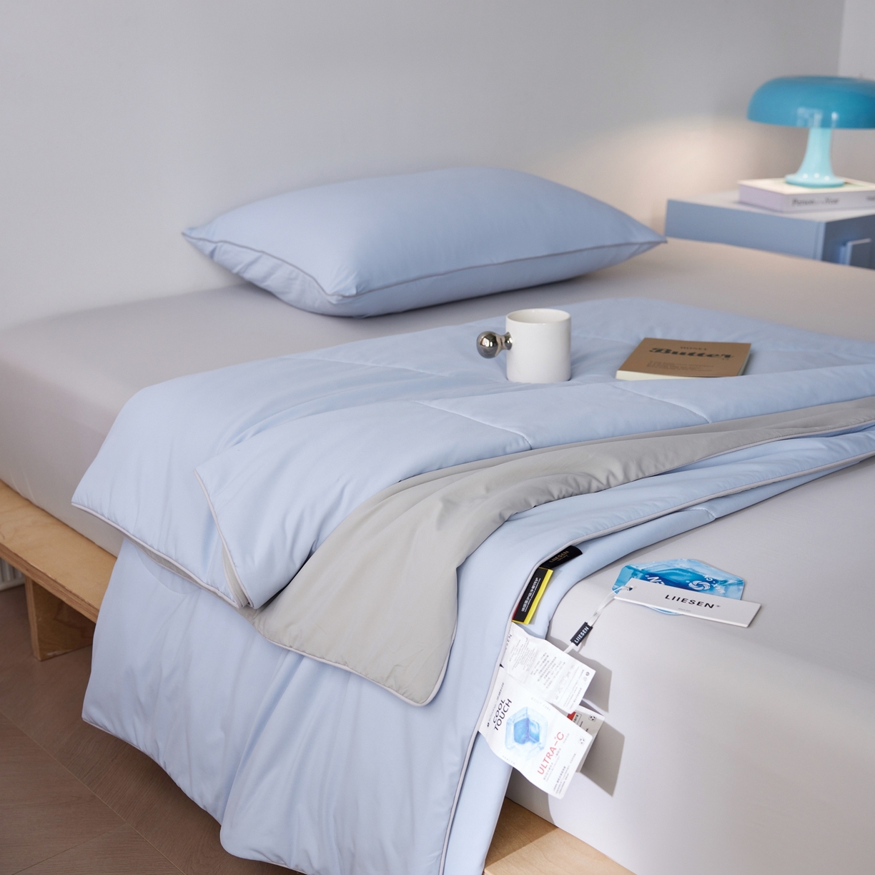 91家纺网 家纺一手货源 找家纺 丽笙被芯 2026新款冰皮凉凉夏被夏凉被空调被 蓝椰芝芝