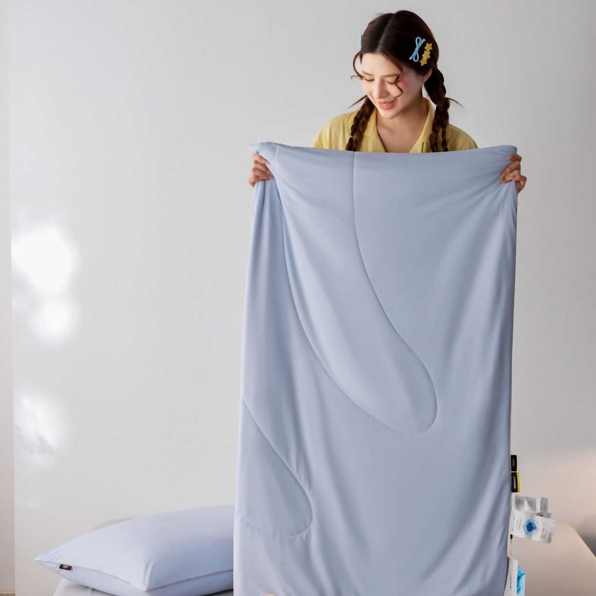 91家纺网 家纺一手货源 找家纺 丽笙被芯 2026新款冰皮凉凉夏被夏凉被空调被 蓝椰芝芝