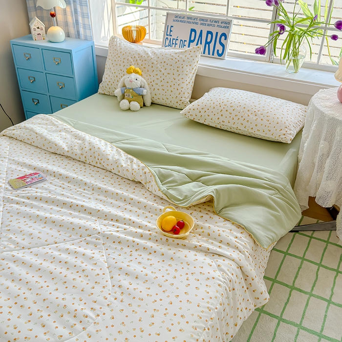 91家纺网 家纺一手货源 找家纺 美派 2026新款古法水洗云朵棉云感纱夏被夏凉被空调被 恋恋糖橘